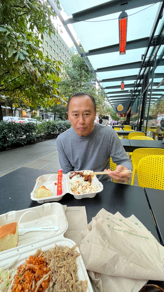 We enjoyed eating at their outdoor seating area (Marination Hawaiian-Korean cuisine in downtown Seattle, WA)