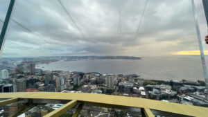 View of downtown Seattle, Elliot Bay and Puget Sound from the Space Needle (Seattle, WA)