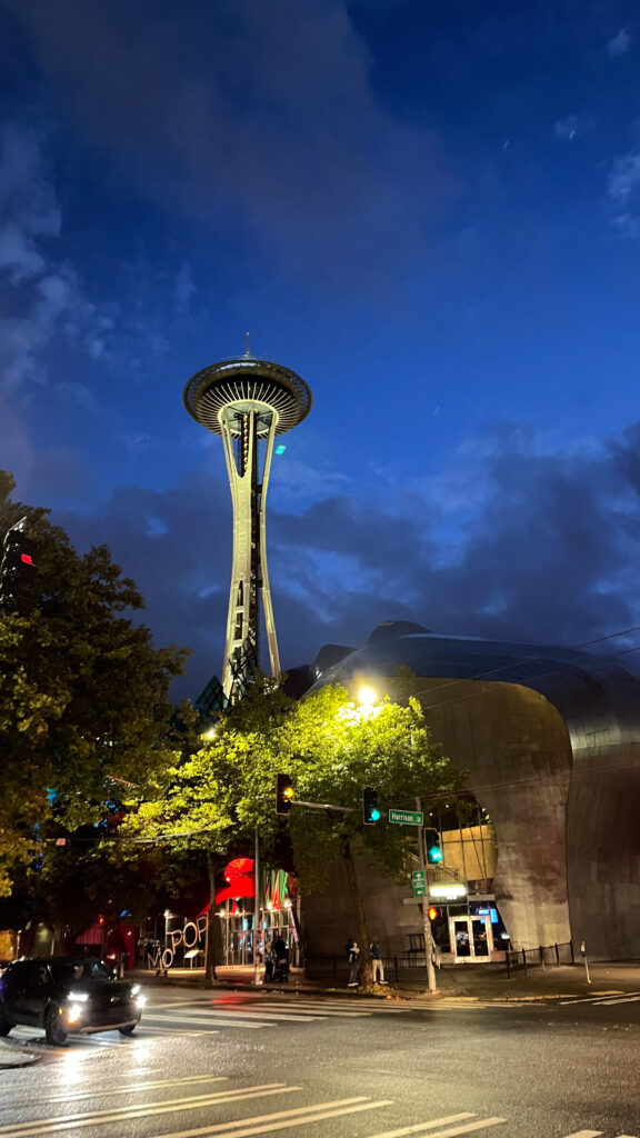 A view of the Space Needle as we walked to the 5th Avenue N. Garage (Seattle, WA)