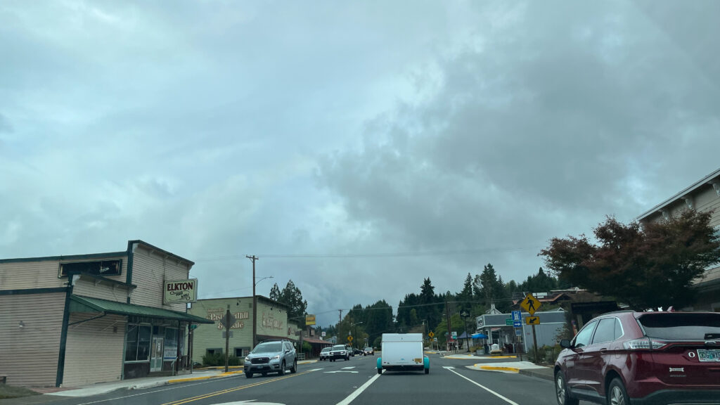 Driving through the small, historic town of Elkton, OR “nestled in Oregon's coastal mountains.”