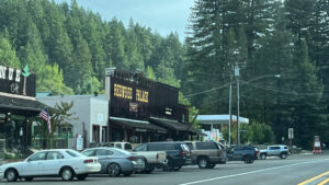 Driving through the small town of Miranda off of Avenue of the Giants (in Humboldt Redwoods State Park in Northern California)