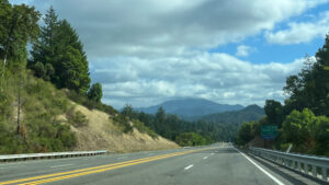 Back on Highway 101, driving south toward the Grandfather Tree (Redwoods in Northern California)