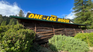 One-Log House in Garberville, CA is 17 miles south of the south entrance to Avenue of the Giants in the California Redwoods