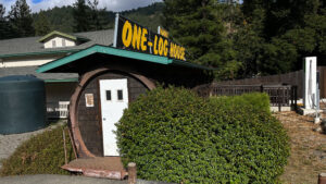 One-Log House in Garberville, CA is 17 miles south of the south entrance to Avenue of the Giants in the California Redwoods