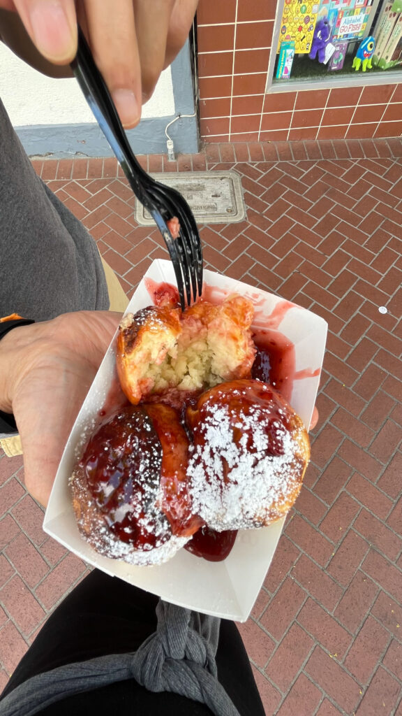 Neither of us liked the Aebleskiver we bought form Solvang Restaurant’s walk-up window (Solvang, CA)