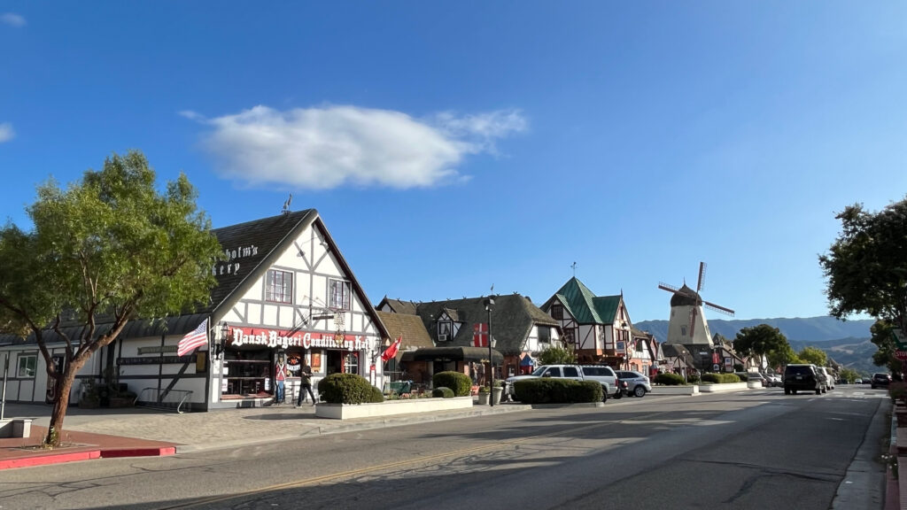 Birkholm's Bakery & Cafe is on the left. We enjoyed the pastries we got from there (Solvang, CA)