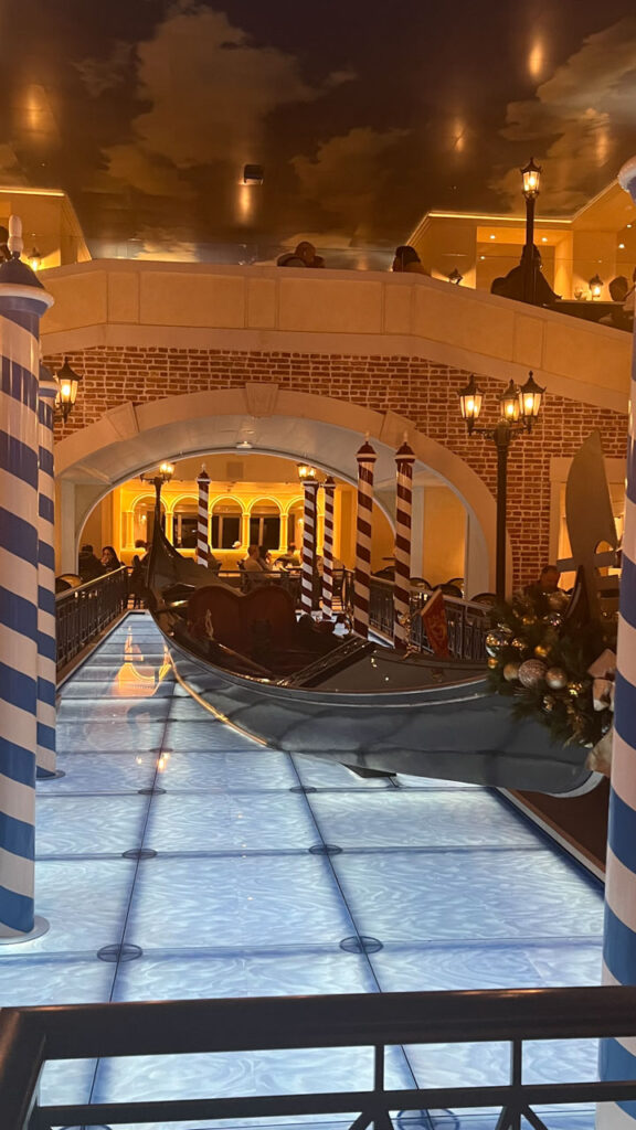 The Gondola in the Canal Grande Restaurant on the Carnival Venezia (The larger of the two main dining rooms)