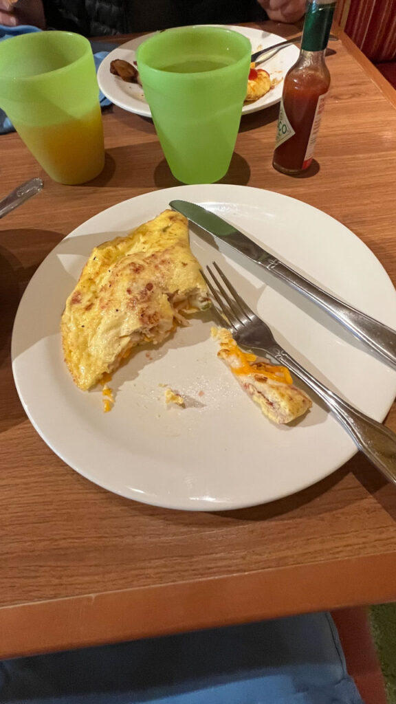 Yummy omelet from the Lido Marketplace breakfast buffet omelet station on the Carnival Venezia