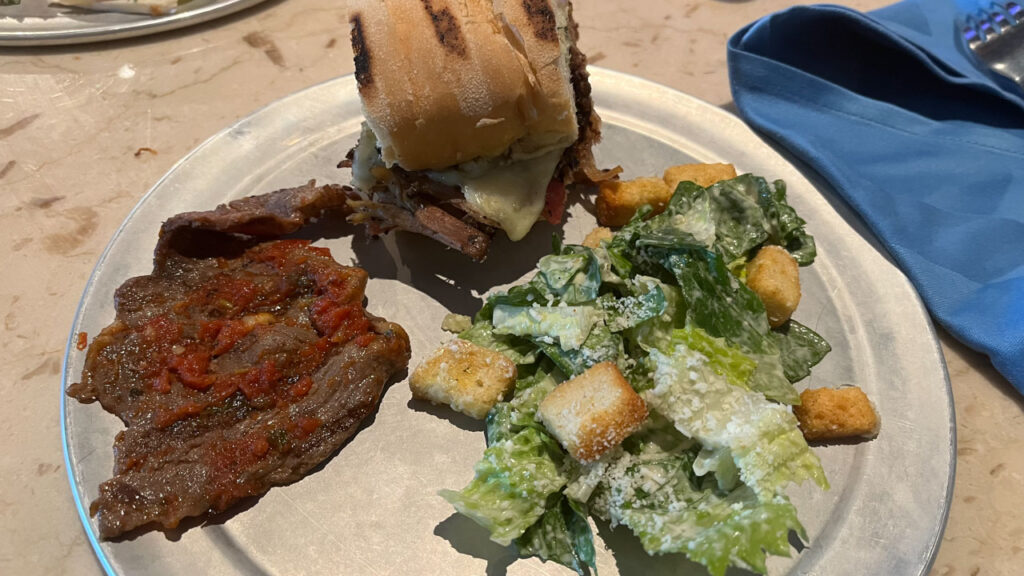 Plate of food from La Strada Grill on Carnival Venezia