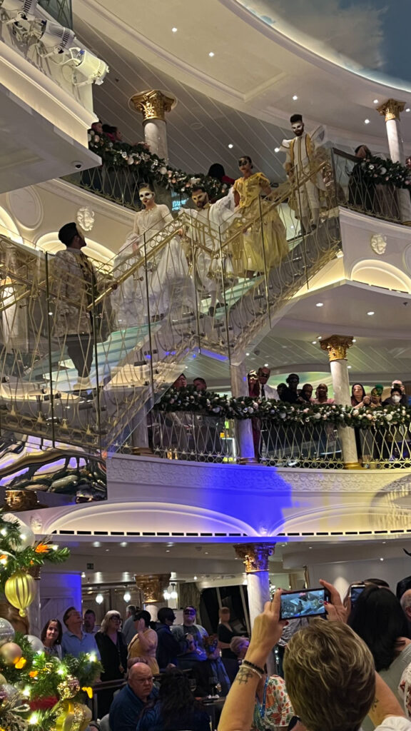 The performers (singers) at the Venetian themed Captain's cocktail party on the Carnival Venezia