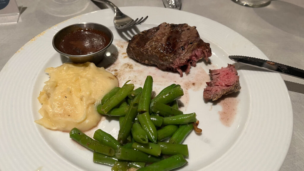 Filetto Di Manzo in the Main Dining room at dinner time on the Carnival Venezia