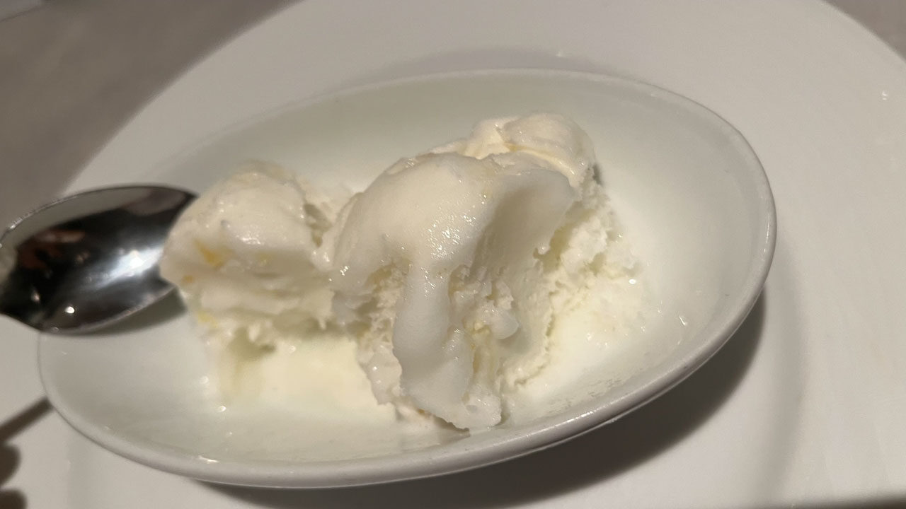 Pineapple Sherbet in the Main Dining room at dinner time on the Carnival Venezia