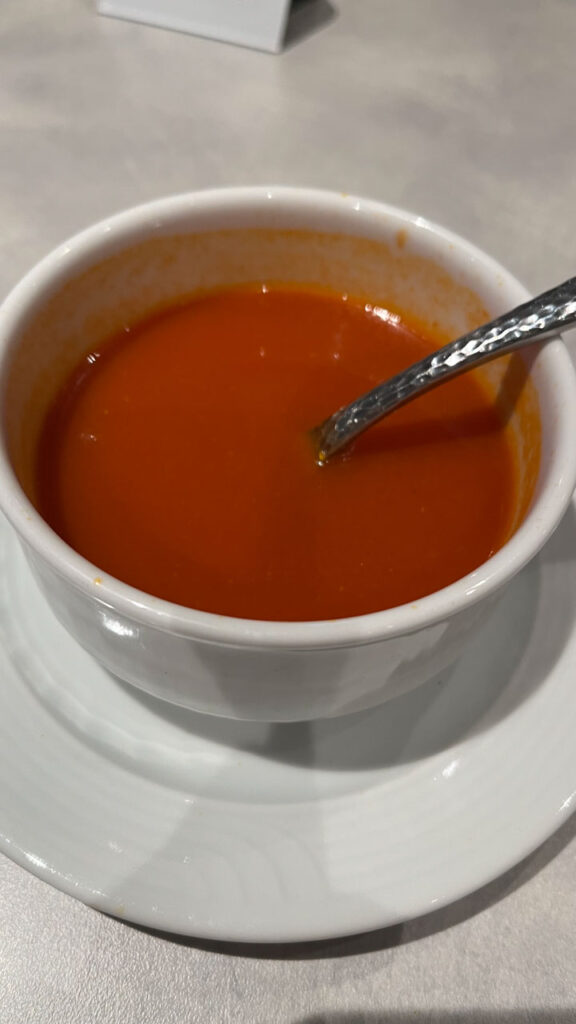 Roasted Tomato Soup at the Pasta Bella Lunch on the Carnival Venezia in the Marco Polo Dining Room