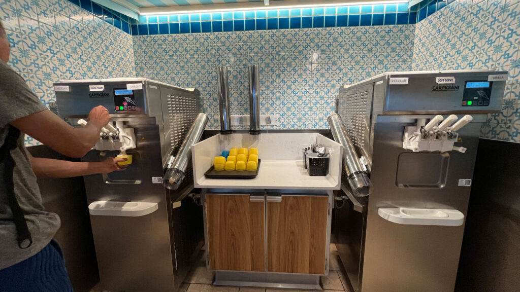 Swirls Soft Serve Ice Cream and Frozen Yogurt Stations at the Lido Marketplace on the Carnival Venezia