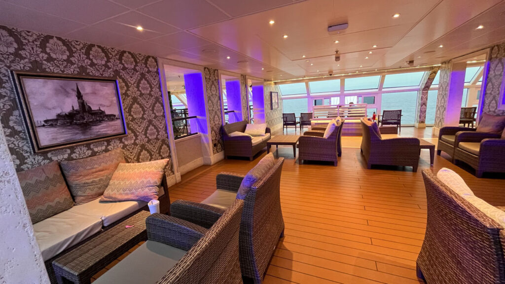 Comfortable and nice looking seating area on Deck 11 on the Carnival Venezia