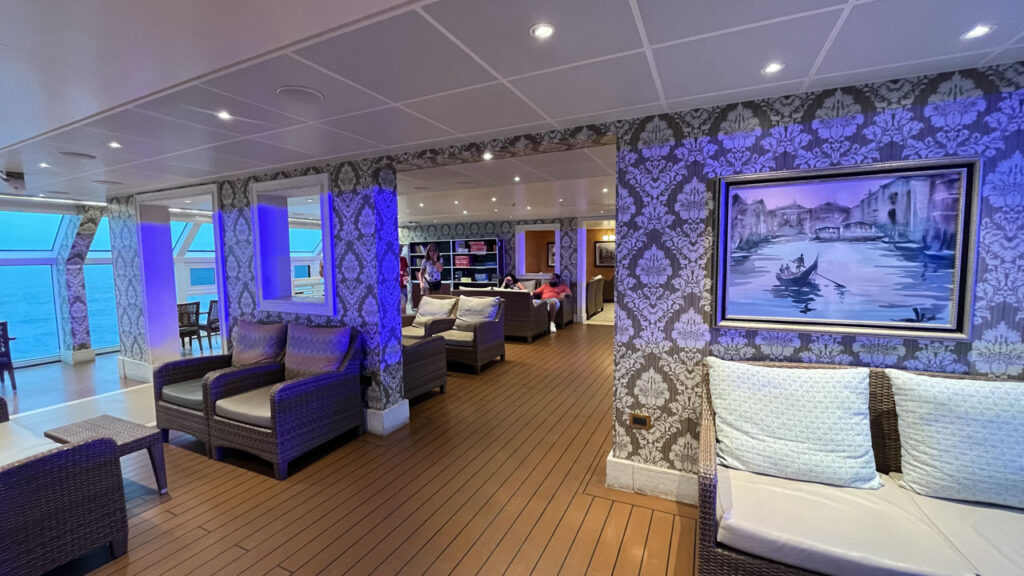 Comfortable and nice looking seating area on Deck 11 on the Carnival Venezia