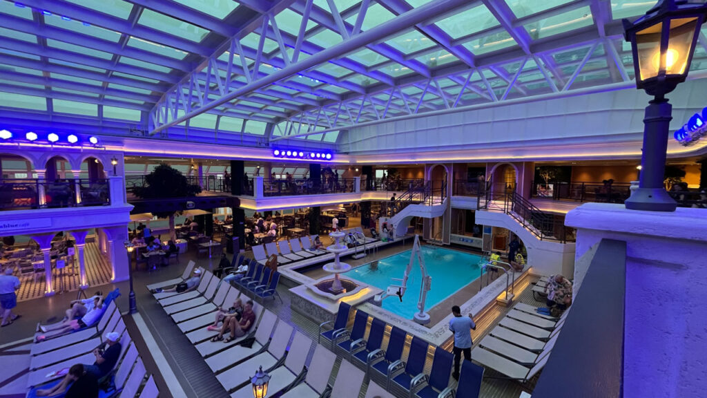 Overlooking Lido Deck (deck 10) pool from deck 11 on the Carnival Venezia