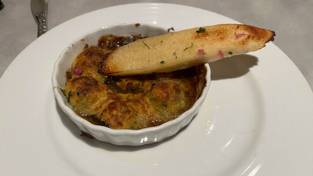 Escargots Bourguignonne from the Canal Grande Restaurant (your time dining room) on the Carnival Venezia