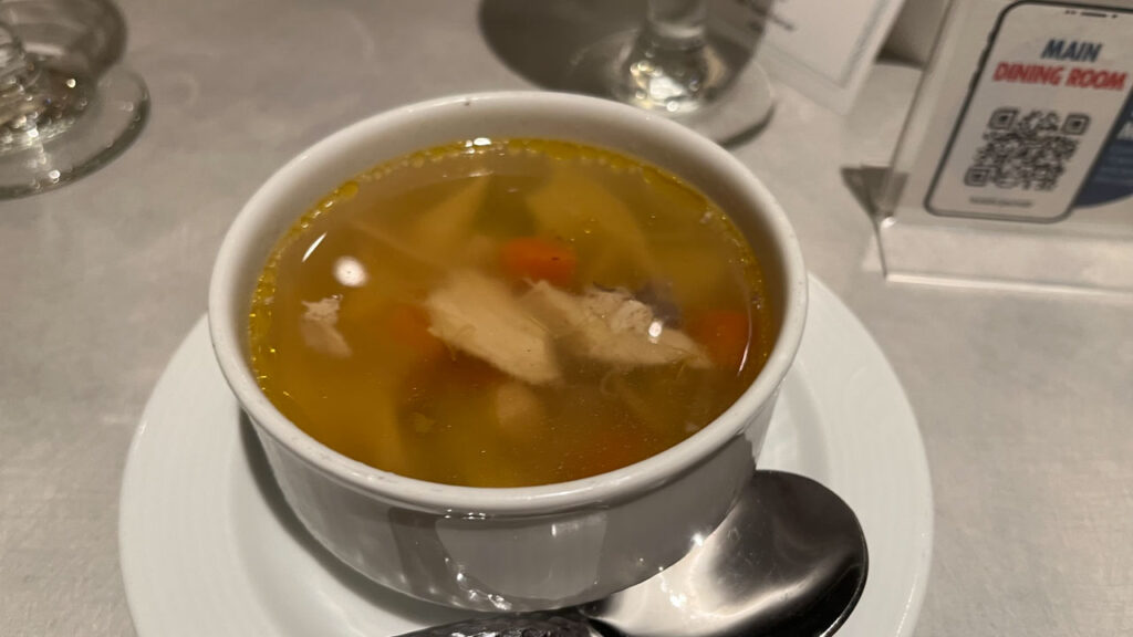 Chicken Noodle Soup from the Canal Grande Restaurant (your time dining room) on the Carnival Venezia