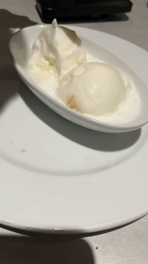 Pineapple Sherbet from the Canal Grande Restaurant (your time dining room) on the Carnival Venezia