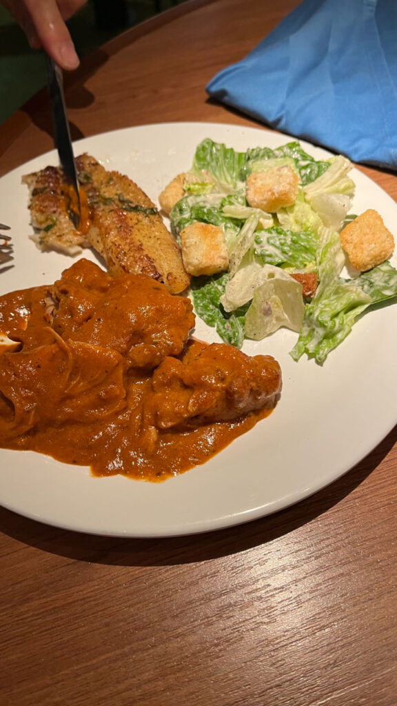 Some of the items at the Lido Marketplace dinner buffet on the Carnival Venezia. The Cashew Butter Chicken was really good.