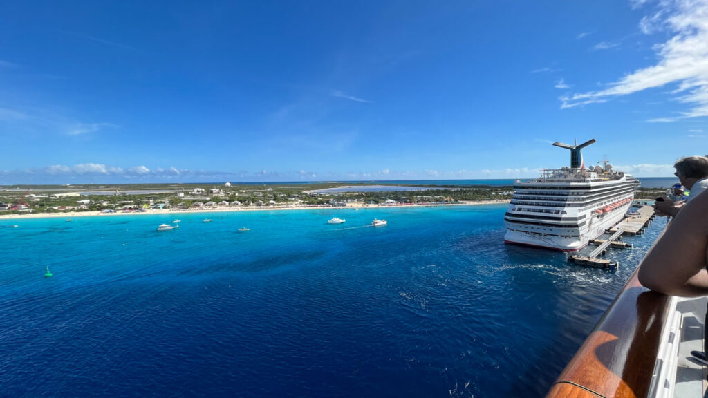 We on the Carnival Venezia watched as we were about to dock next to the Carnival Sunrise in Grand Turk