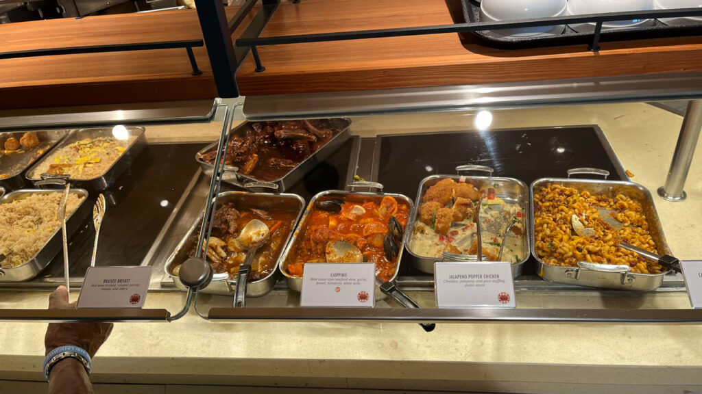 Some of the food at the Lido Marketplace lunch buffet