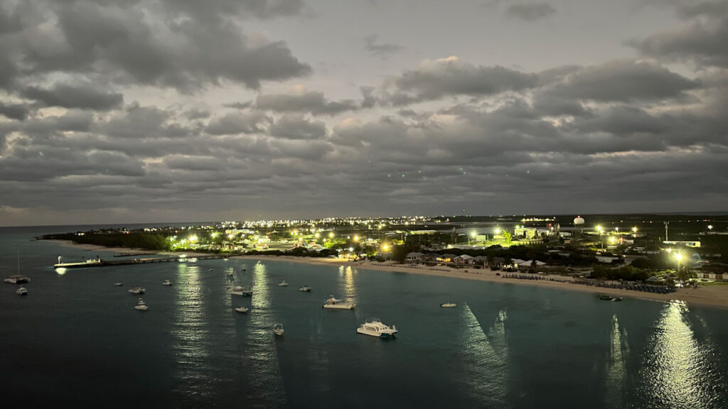 View of Grand Turk from the Carnival Venezia just after sunset 