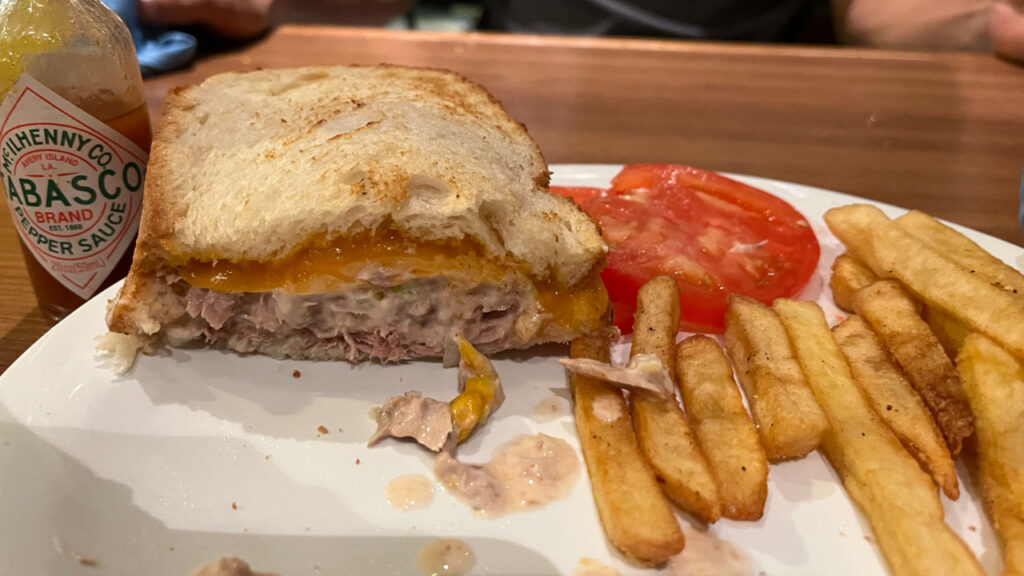 A tuna melt from the Lido Marketplace Deli on the Carnival Venezia