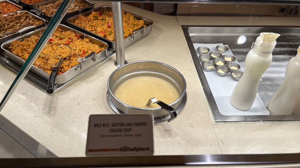 Wild Rice, Gruyere and Country Chicken Soup at the Lido Marketplace dinner buffet on the Carnival Venezia