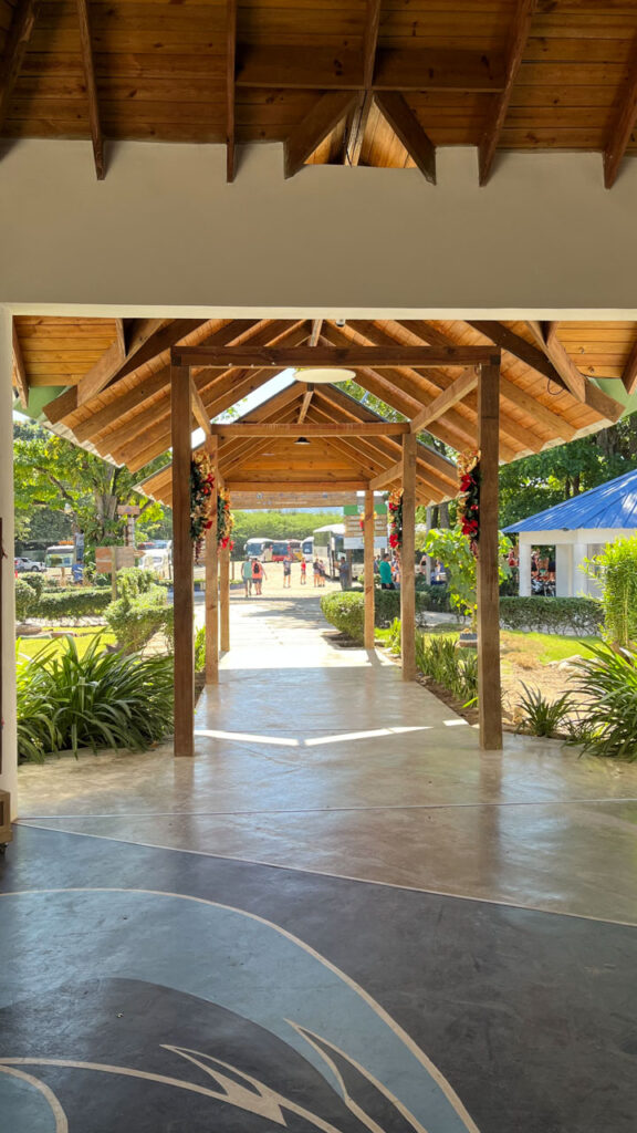 Walkway from parking lot to admission purchase area for Damajagua 27 Falls in the Dominican Republic