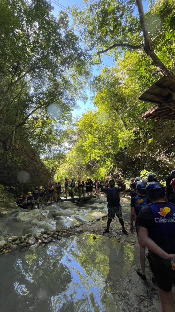 Our guide making sure everyone is coming as we continue on our trek at Damajagua 27 Falls in the Dominican Republic