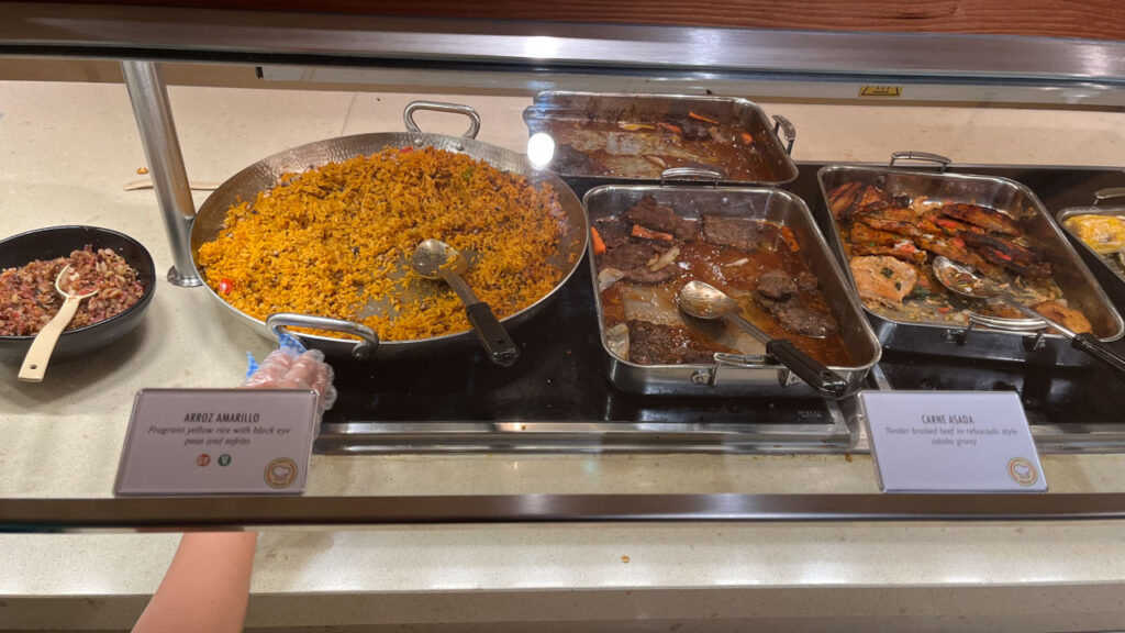 Some of the lunch food items available that day at Chef's Choice Mexican food theme in the Lido Marketplace on the Carnival Venezia 