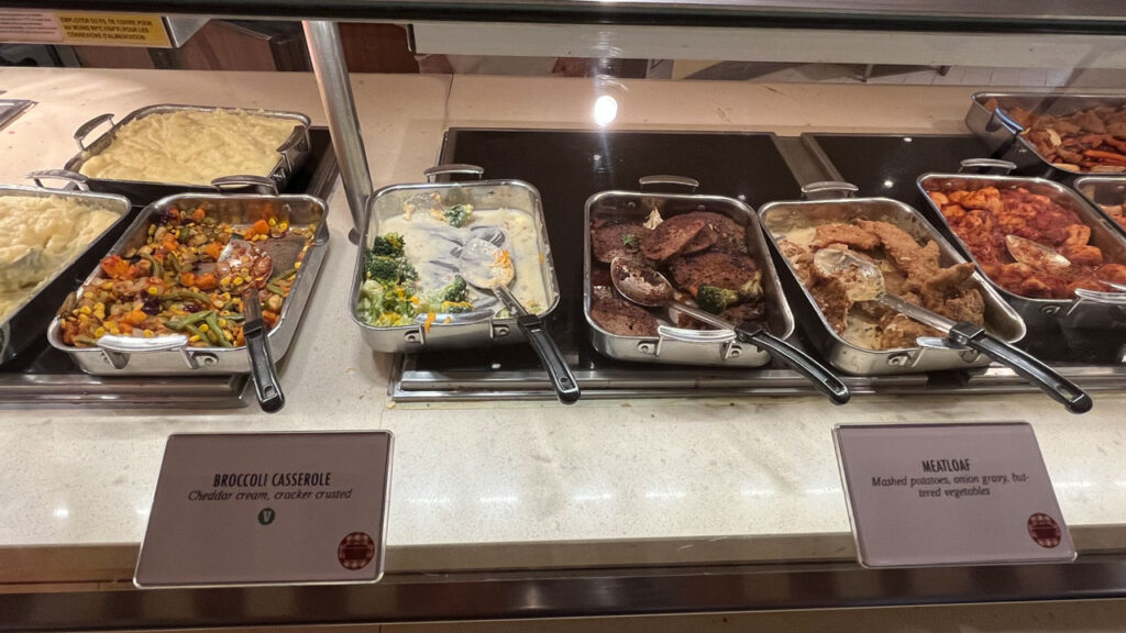 Some of the food items available that day for Comfort Kitchen at Lido Marketplace on the Carnival Venezia