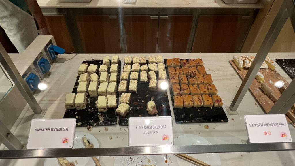 Some of the dessert items available at the Sweet Spot at the Lido Marketplace dinner buffet on the Carnival Venezia