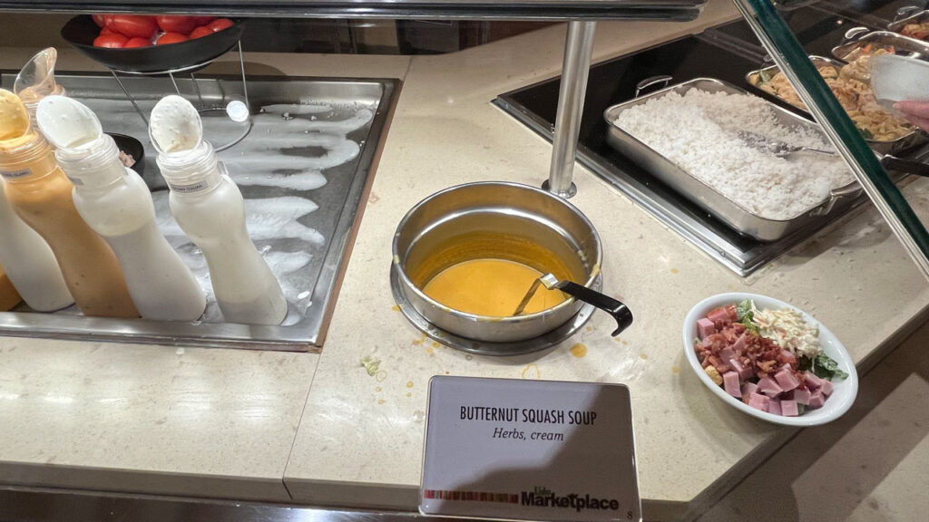 Butternut Squash Soup at the Lido Marketplace dinner buffet on the Carnival Venezia