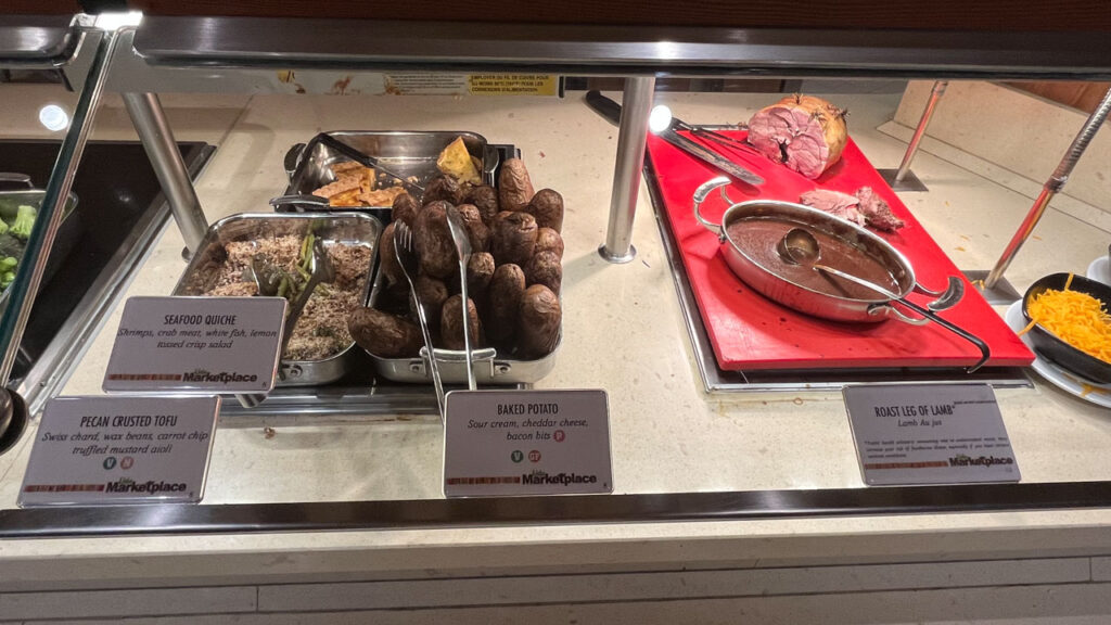 Some of the food items available at the Lido Marketplace dinner buffet on the Carnival Venezia