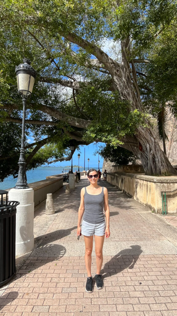 Our walk between the water and the city wall in San Juan, Puerto Rico leading to Castillo San Felipe del Morro