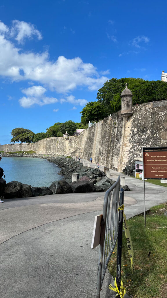 The walkway between San Juan Bay and the city wall just beyond the San Juan Gate (Puerta de San Juan) continues on around Castillo San Felipe del Morro. We chose to go through the San Juan Gate (Puerta de San Juan) instead of continuing along that walkway.