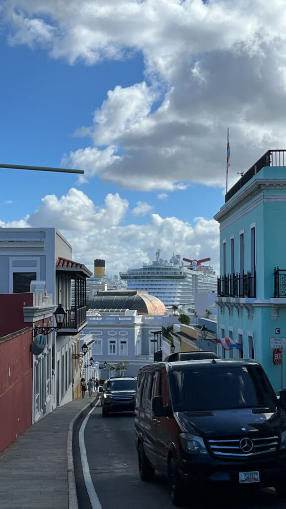 On our way to Barrachina to try their Pina Colada we could see in the distance the Carnival Venezia and the Carnival Celebration docked next to each other (In San Juan, Puerto Rico)