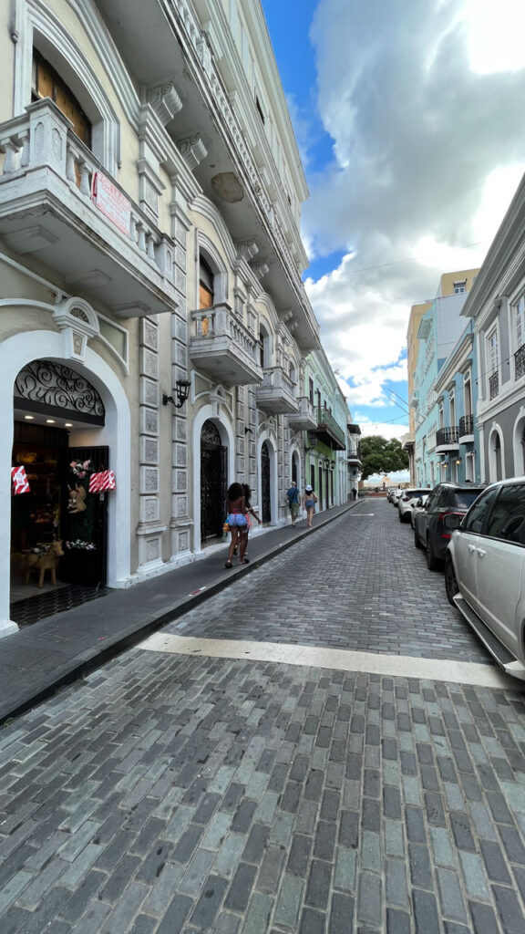 Walking back to the Carnival Venezia with our Pina Colada from Barrachina in hand (San Juan, Puerto Rico)