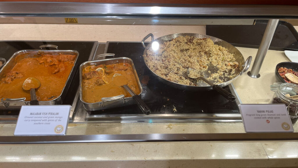 Some of the items offered that day at Chef's Choice Indian theme at the Lido Marketplace lunch buffet (Carnival Venezia)