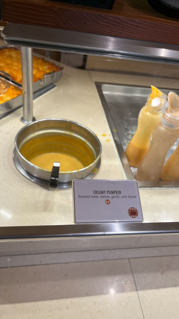 Creamy Pumpkin Soup at Comfort Kitchen at the Lido Marketplace lunch buffet (Carnival Venezia)