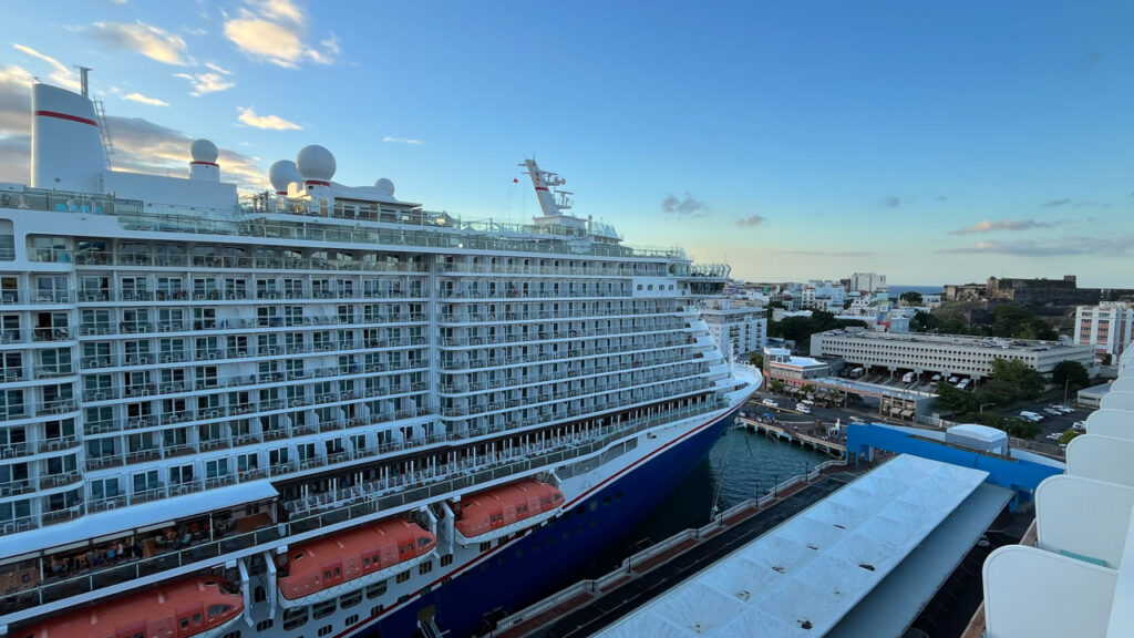 The Carnival Celebration was hogging the view of San Juan, Puerto Rico from  the Carnival Venezia