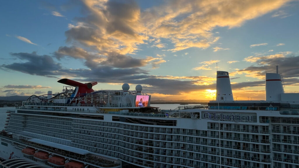 This photo was taken from the area where you get on the slides, and from there I could see over the Carnival Celebration.  (View from the Carnival Venezia)