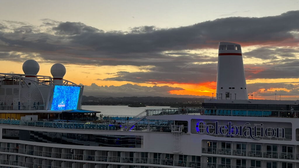 This photo was taken from the area where you get on the slides, and from there I could see over the Carnival Celebration.  (View from the Carnival Venezia)