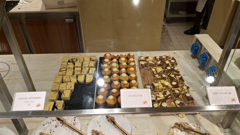 Some of the dessert choices at the Sweet Spot at Lido Marketplace dinner buffet on the Carnival Venezia