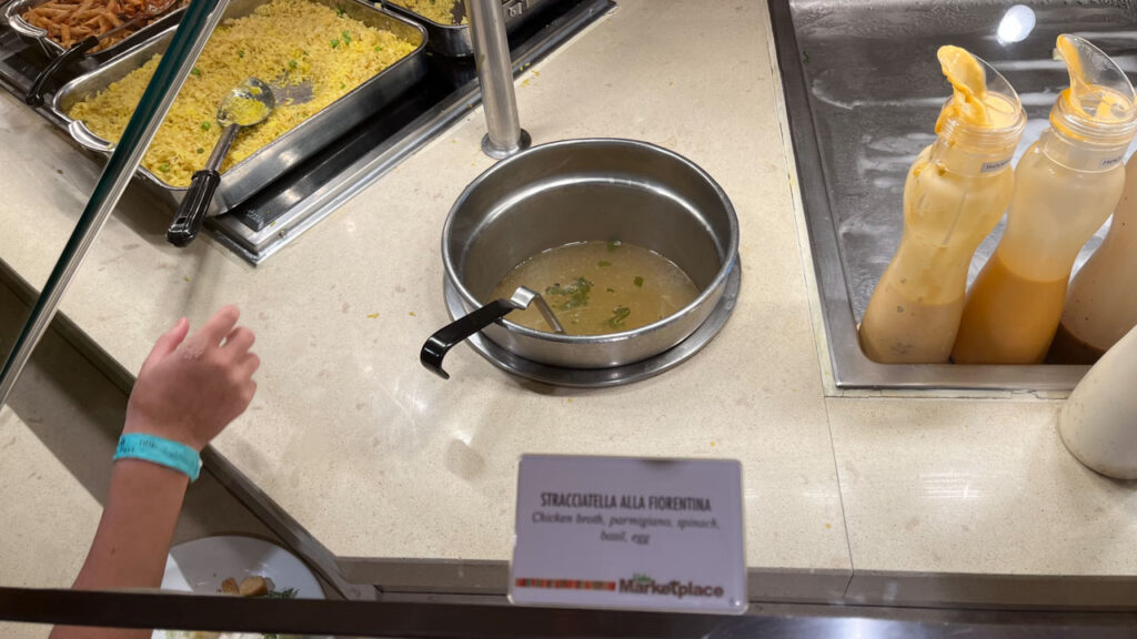 Stracciatella Alla Fiorentina Soup at the Lido Marketplace dinner buffet on the Carnival Venezia