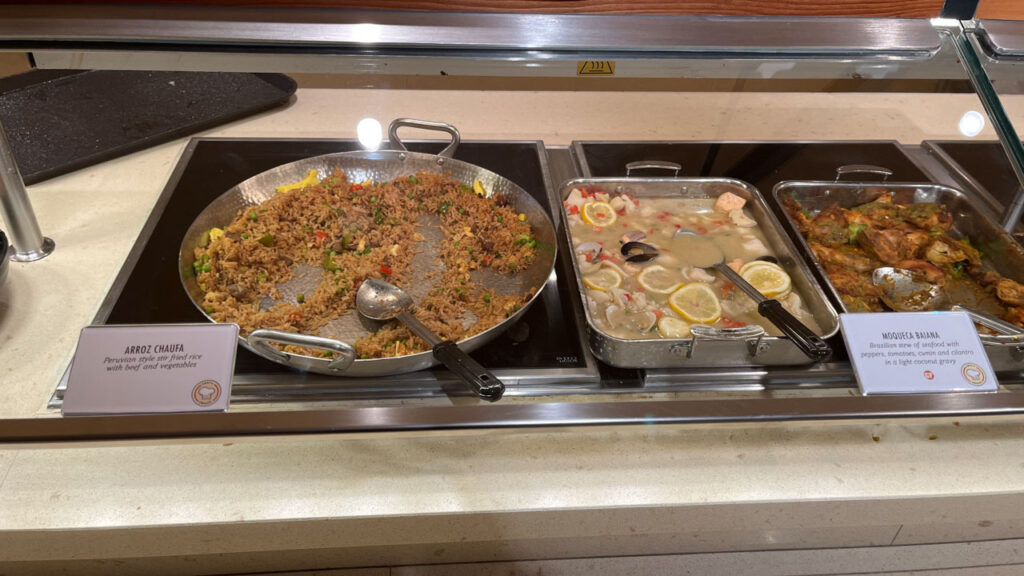 Some of the items available at Chef's Choice Latin America Theme at the Lido Marketplace lunch buffet