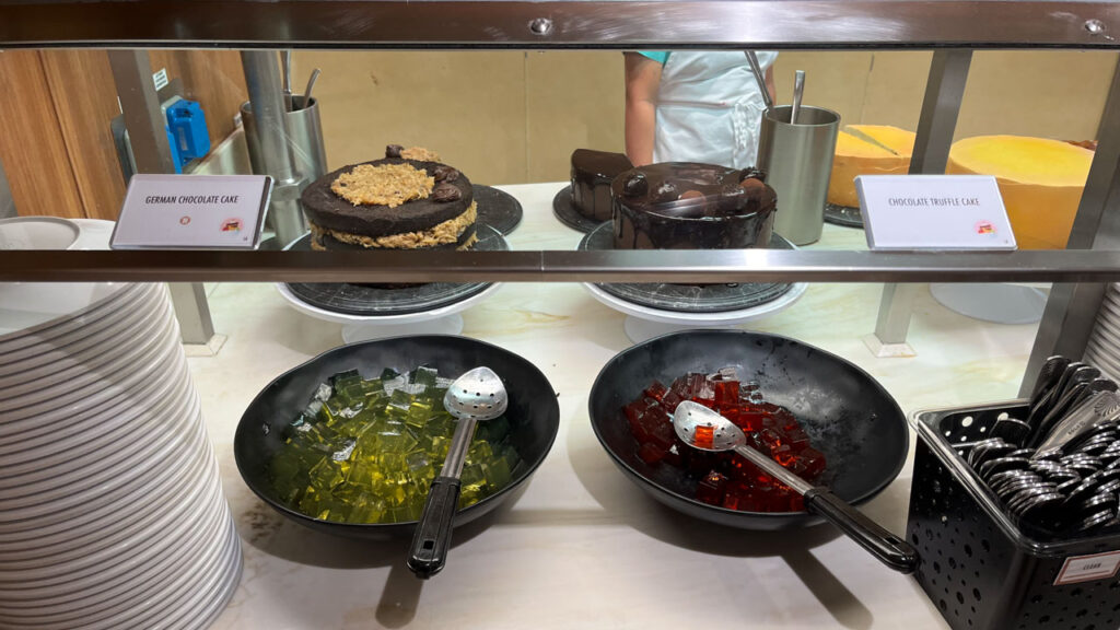 Some of the cakes available at the Sweet Spot at the Lido Marketplace lunch buffet